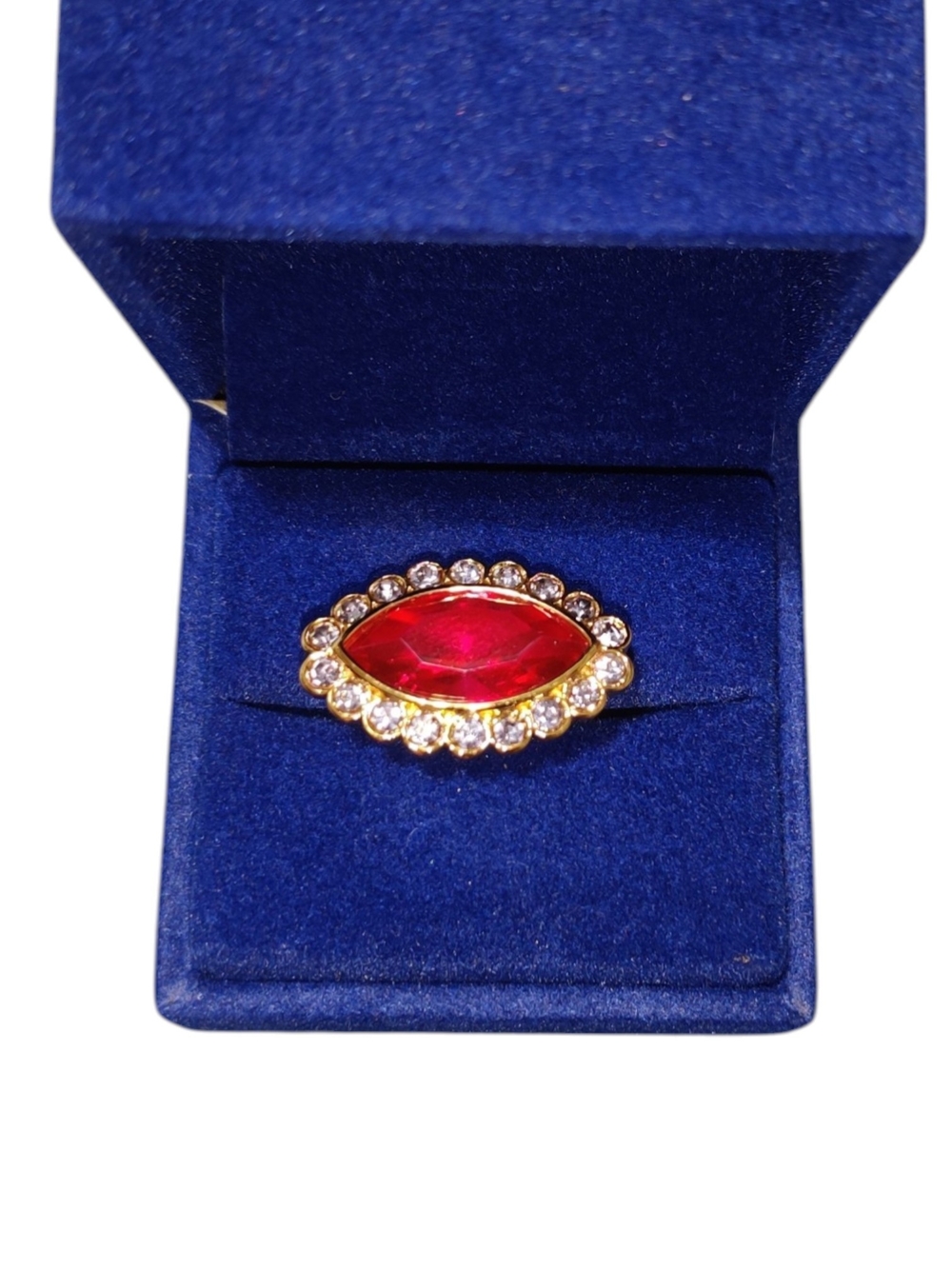 Kurt Geiger London Marquise Cocktail Ring Fushia with Clear Halo